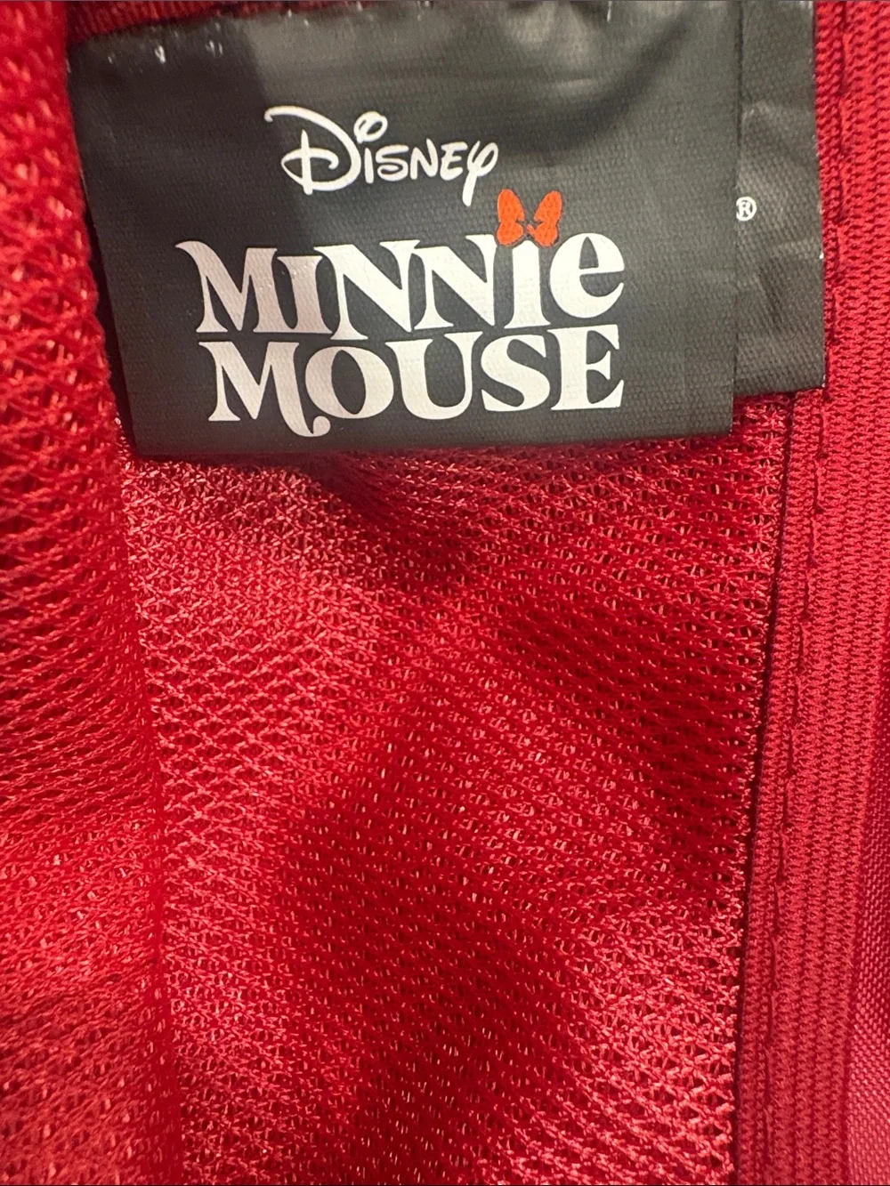 Red Velvet Minnie-Ear waistband bag with Gold Glitter Bow